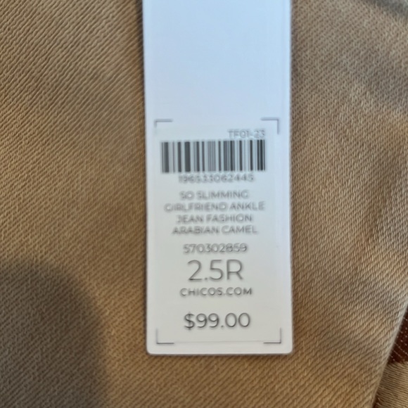 NWT! Sold Out! Chico’s So Slimming Girlfriend Ankle Jean - Arabian Camel - Picture 3 of 3